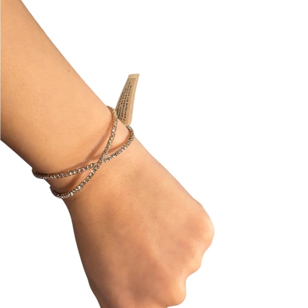 David’s Bridal Silver Rhinestone Cuff Bracelet